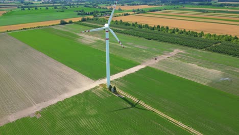 Aerial-drone-view-of-wind-power-turbines,-part-of-a-wind-farm