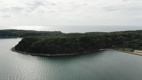 A-drone-shot-of-a-green-island-on-the-Croatian-coastline