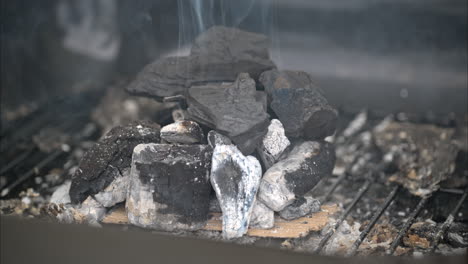 Slow-motion-of-a-pile-of-charcoal-releasing-smoke