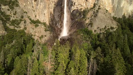 Landscape,-drone,-aerial,-and-cinematic-views-of-The-Mariposa-Grove-of-Giant-Sequoia-Trees-and-Bridalveil-Falls-in-Yosemite-National-Park