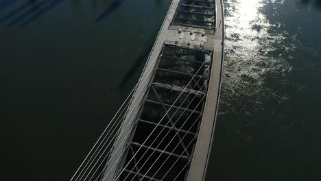 Birdseye-shot-revealing-a-bridge-over-the-river-Rhine