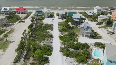 Aerial-of-white-sandy-beaches-at-Cape-San-Blas,-Florida