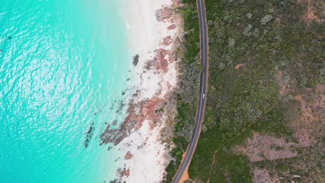 Australian-road-trip-along-Eagle-bay-in-Margaret-River-with-blue-water-lining-the-coastline