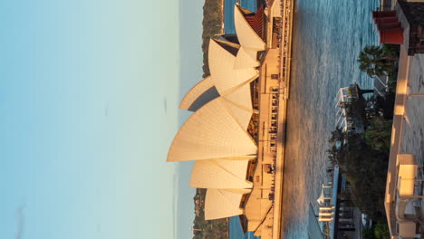 Opernhaus-Und-Hafen-Von-Sydney---Vertikaler-Zeitraffer-Zur-Goldenen-Stunde