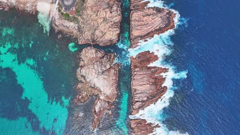 Canal-rocks-seen-from-high-above-in-Margaret-River,-Western-Australia