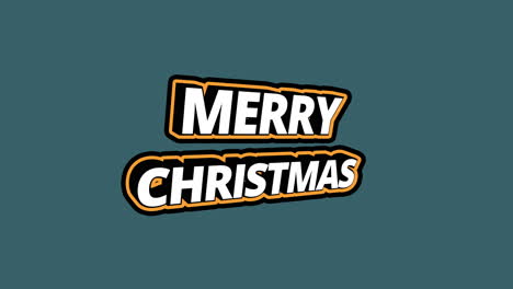 Frohe-Weihnachten,-3D-Hüpftextanimation-Mit-Orangefarbenem-Rahmen-Und-Rotierenden-Buchstaben-–-Mittelgrau-cyanfarbener-Hintergrund