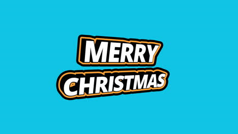 Feliz-Navidad-Animación-De-Texto-Hinchable-3d-Con-Marco-Naranja-Y-Letras-Giratorias---Fondo-Cian