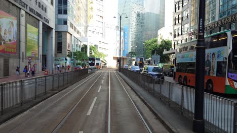 Fascinating-tram-rear-view-touring-Hong-Kong-city's-offerrings