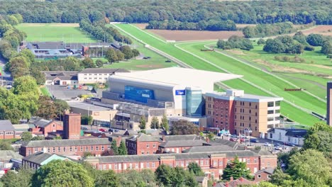 Business-Building-And-Doncaster-Racecourse-In-Doncaster,-South-Yorkshire,-England