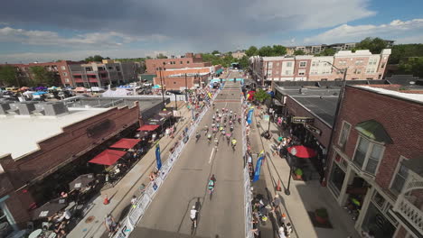 FPV-drone-flight-over-cyclists-competing-in-Littleton-Twilight-Criterium