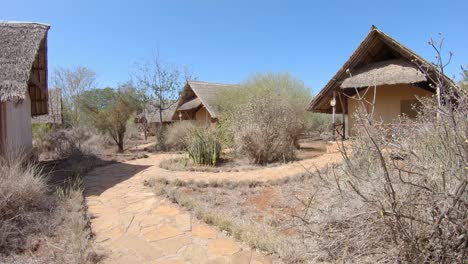 Tourist-houses-at-luxury-AA-Lodge-Amboseli-resort,-Ol-Tukai,-Kenya