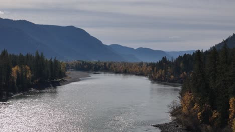 Mountainous-Retreat:-Aerial-Delights-of-Thompson-River-in-Autumn-Glory