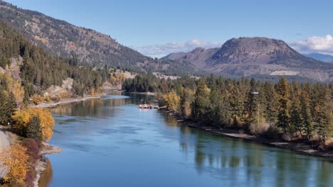 River-Crossing-Charm:-Aerial-Views-of-Thompson-River-with-Cable-Ferry-near-Little-Fort