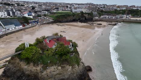 House-on-island-Newquay-Cornwall-UK-drone,aerial
