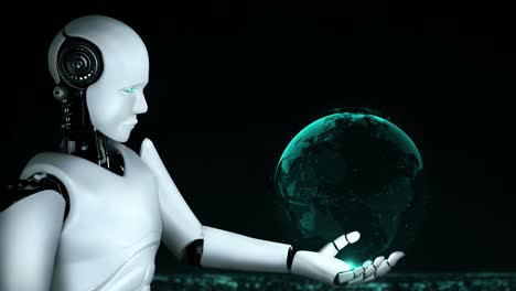 El-Robot-Huminoide-Ai-Utiliza-Tecnología-De-Computación-En-La-Nube-Para-Almacenar-Datos-En-Un-Servidor-En-Línea.