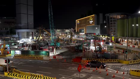 Vista-Del-Sitio-De-Construcción-Frente-A-La-Estación-Novena-En-El-Proyecto-Del-Corredor-Norte-Sur-En-Singapur-Por-La-Noche