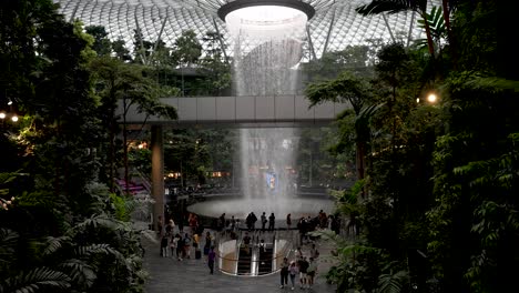 Amazing-Indoor-Waterfall-Cascading-Down-At-Jewel-Changi-Airport-In-Slow-Motion