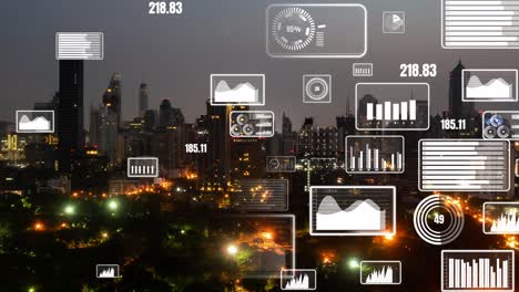 Geschäftsdatenanalyseschnittstelle-Fliegt-über-Smart-City-Und-Zeigt-Veränderungen-In-Der-Zukunft