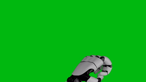 Roboterhand-Auf-Weißem-Hintergrund-Und-Grünem-Bildschirm,-Generiert-Durch-3D-Rendering.