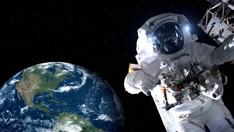 Astronaut-spaceman-do-spacewalk-while-working-for-spaceflight-mission
