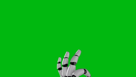 Roboterhand-Auf-Weißem-Hintergrund-Und-Grünem-Bildschirm,-Generiert-Durch-3D-Rendering.