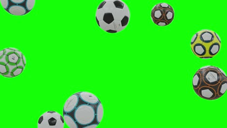 Balones-De-Futbol-|-Balones-De-Fútbol-Cayendo-Sobre-Pantalla-Verde-Con-Mate-Alfa.