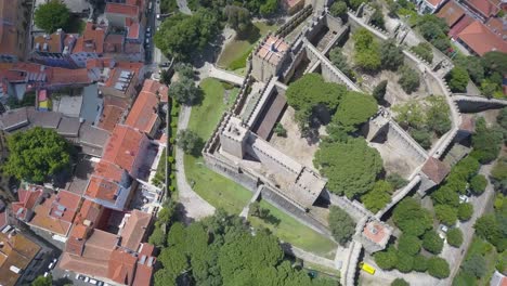 Overhead-view-of-São-Jorge-Castle,-Lisbon.-Aerial