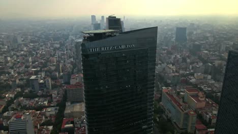 Aerial-orbit-tracking-of-the-Ritz-Carlton-Hotel-Tower-on-Paseo-de-la-Reforma-in-Mexico-City