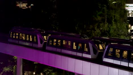 Los-Trenes-Aéreos-Se-Cruzan-Dentro-Del-Aeropuerto-Jewel-Changi-Iluminados-Por-La-Luz-Violeta-De-La-Cascada