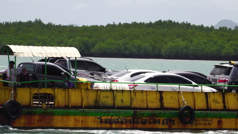 Koh-Lanta-Ferry-Transfering-Cars-And-Passengers-Over-The-Andaman-Sea