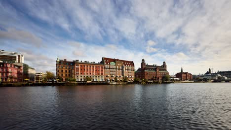 Malmo,-Sweden,-historic-city-harbour-timelapse