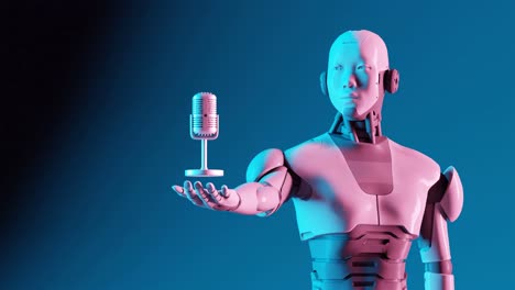Robot-Médico-Con-Micrófono,-Render-3d,-Robot-Humanoide,-Robótica,-Ai,-Tecnología-Médica