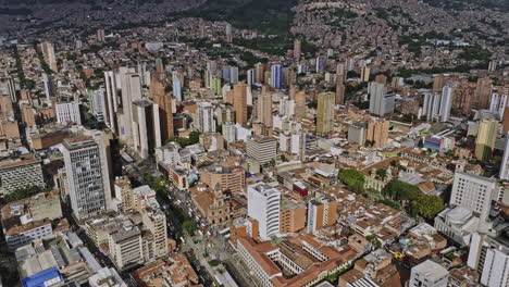 Medellin-Colombia-Aerial-v48-flyover-La-Candelaria-capturing-urban-downtown-cityscape-and-busy-traffics-at-intersection-between-Avenida-Oriental-and-Calle-52---Shot-with-Mavic-3-Cine---November-2022