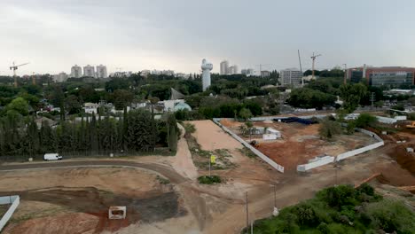 Weizmann-Institute-of-Science-Rehovot-Israel-from-a-birds-view--4k-drone-video-during-an-overcast-day