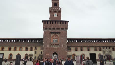 Happy-Italians-Walk-Inside-of-Sforzesco-Castle
