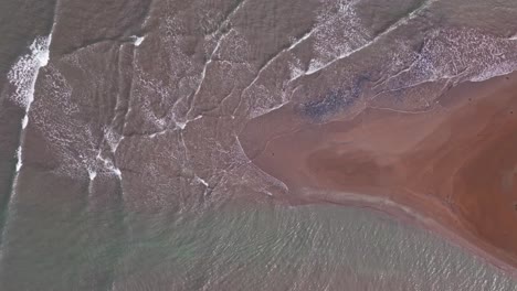 Aerial-View-of-Gentle-Waves-on-Tropical-Sand-Bar-in-Southeast-Asia