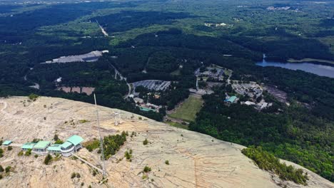 Aerial-top-down-shot-of-Stone-Mountain-fly-over