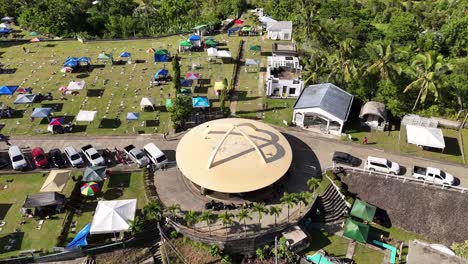 Drone-View-of-All-Souls-Day-at-Memorial-Park-in-Surigao-City,-Philippines