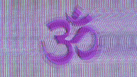 Hindu-om-symbol,-glitch-type-animated-graphic