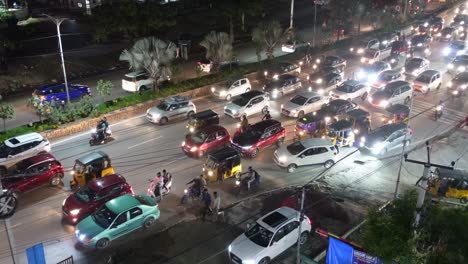 Indian-Street-Filled-With-Traffic-And-People-Crossing-Roads-The-Chaos-In-Streets