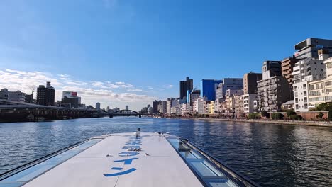 Beautiful-view-from-a-river-cruise-in-Tokyo-Sumida-River,-Japan
