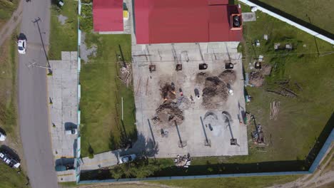 A-top-drone-view-of-a-construction-site-where-labor-at-work,-Ecatepec-de-Morelos,-Mexico