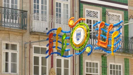 Detail-of-decoration-during-celebrations-of-São-João-in-June-in-the-city-of-Braga,-Portugal