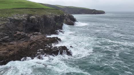 Cornish-coast-UK-slow-motion-waves-drone,aerial
