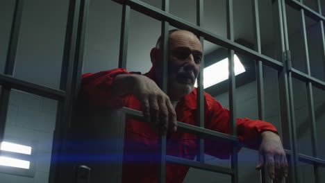 Wütender-Gefängnisbeamter-Beobachtet-Kriminelle-In-Gefängniszellen-(Stockvideos)