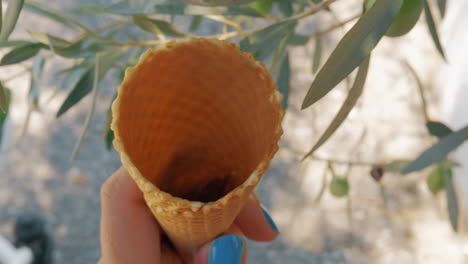Green-olives-in-waffle-cone