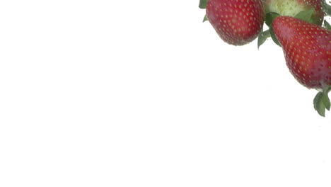 Strawberries-in-water-isolated-on-white