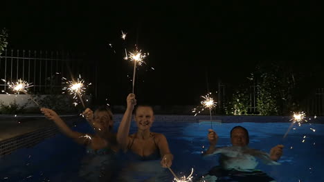 Family-with-Bengal-fires-dancing-in-the-pool