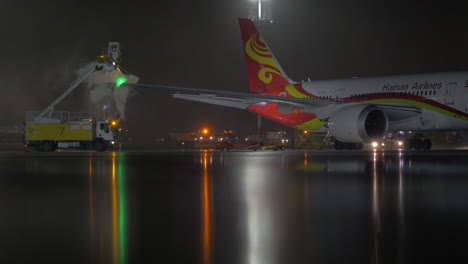 Hainan-Airlines-aircraft-being-de-iced-before-night-departure-from-Sheremetyevo