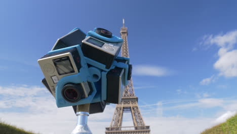 Grabación-De-Vídeo-En-360-Vr-Con-La-Torre-Eiffel-En-París,-Francia.